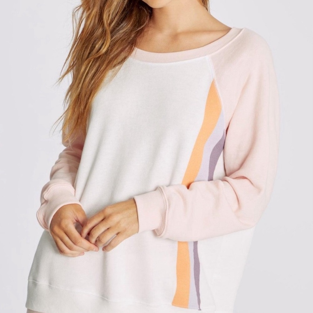 NEW WildFox Grapefruit Striped Long Sleeve Sweatshirt